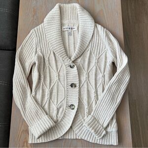 GH Bass Heritage collection Women's Cream Cable Knit Sweater Cardigan size M